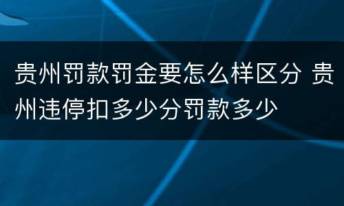 贵州罚款罚金要怎么样区分 贵州违停扣多少分罚款多少