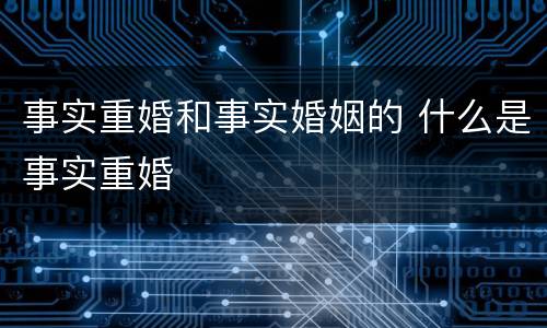 事实重婚和事实婚姻的 什么是事实重婚