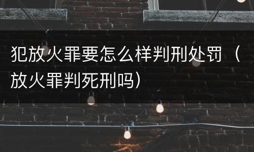 犯放火罪要怎么样判刑处罚（放火罪判死刑吗）
