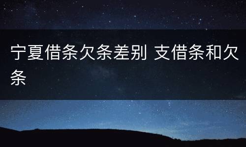 宁夏借条欠条差别 支借条和欠条