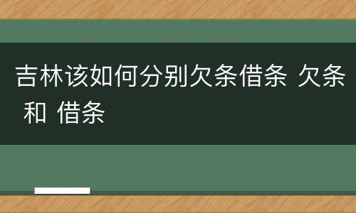 吉林该如何分别欠条借条 欠条 和 借条