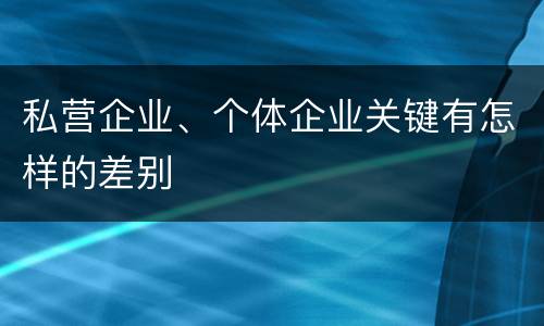 私营企业、个体企业关键有怎样的差别