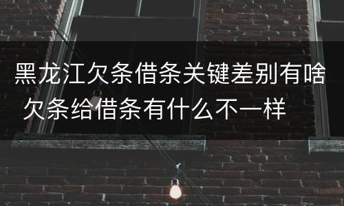 黑龙江欠条借条关键差别有啥 欠条给借条有什么不一样