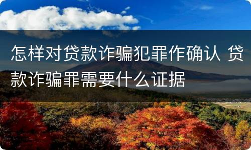 怎样对贷款诈骗犯罪作确认 贷款诈骗罪需要什么证据