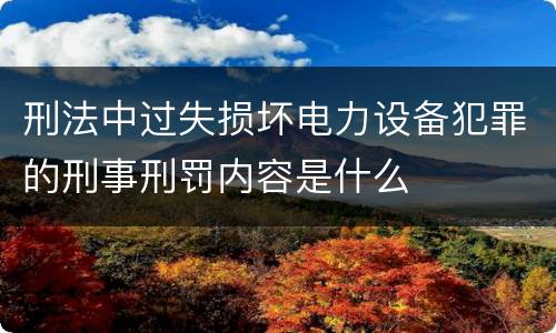 刑法中过失损坏电力设备犯罪的刑事刑罚内容是什么