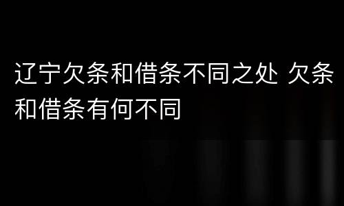辽宁欠条和借条不同之处 欠条和借条有何不同