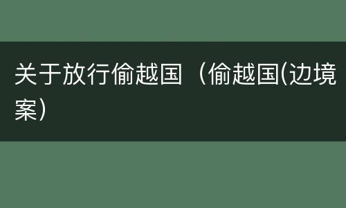 关于放行偷越国（偷越国(边境案）
