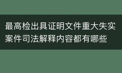 最高检出具证明文件重大失实案件司法解释内容都有哪些
