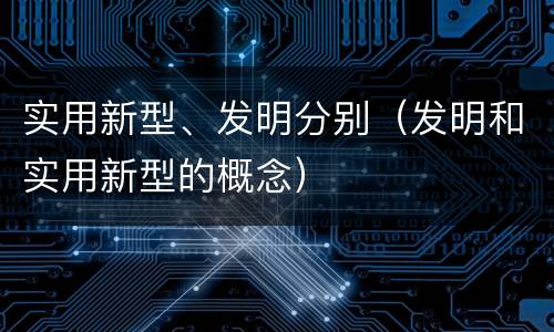实用新型、发明分别（发明和实用新型的概念）