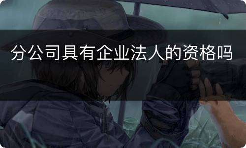 分公司具有企业法人的资格吗