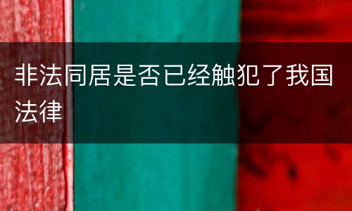 非法同居是否已经触犯了我国法律