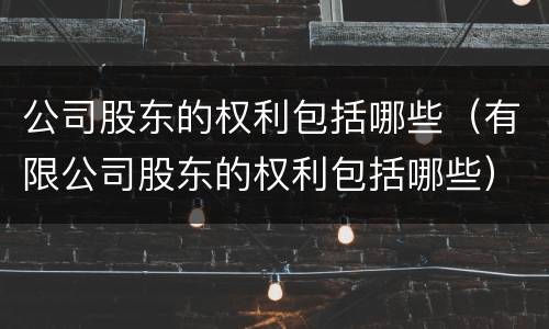公司股东的权利包括哪些（有限公司股东的权利包括哪些）