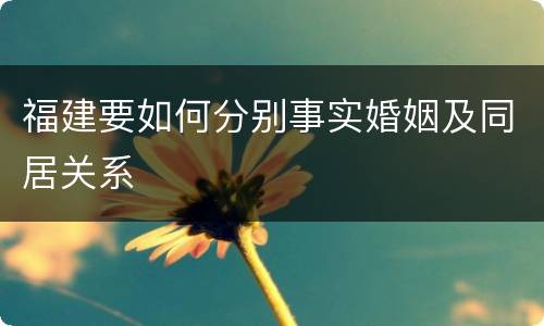福建要如何分别事实婚姻及同居关系