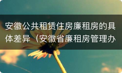 安徽公共租赁住房廉租房的具体差异（安徽省廉租房管理办法）