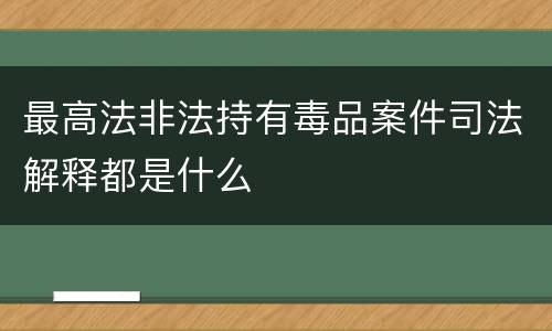 最高法非法持有毒品案件司法解释都是什么
