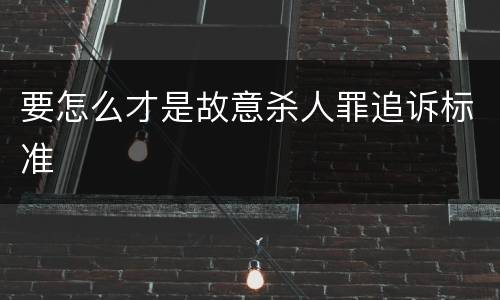 要怎么才是故意杀人罪追诉标准