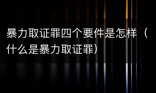 暴力取证罪四个要件是怎样（什么是暴力取证罪）
