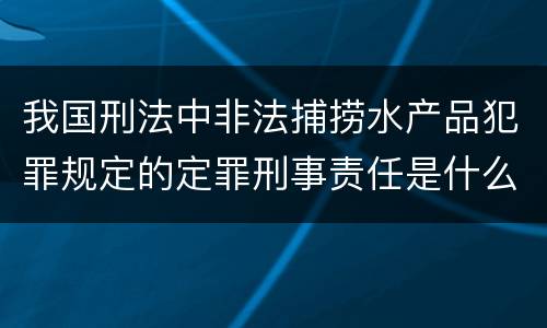 我国刑法中非法捕捞水产品犯罪规定的定罪刑事责任是什么