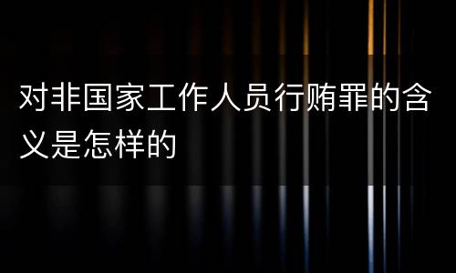 对非国家工作人员行贿罪的含义是怎样的