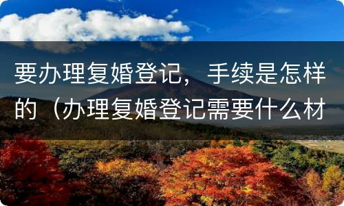 要办理复婚登记，手续是怎样的（办理复婚登记需要什么材料）