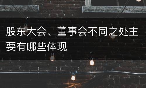 股东大会、董事会不同之处主要有哪些体现