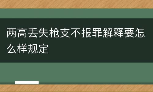 两高丢失枪支不报罪解释要怎么样规定