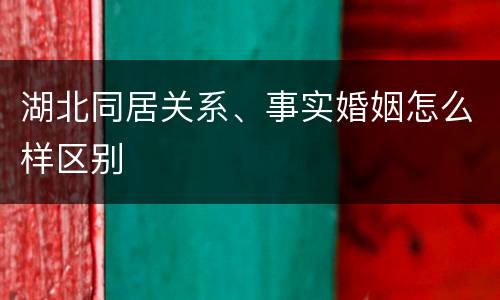湖北同居关系、事实婚姻怎么样区别