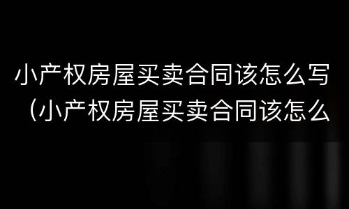 小产权房屋买卖合同该怎么写（小产权房屋买卖合同该怎么写呢）