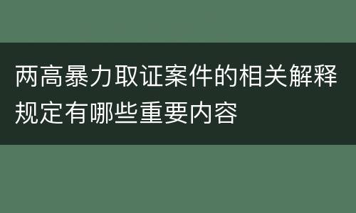 两高暴力取证案件的相关解释规定有哪些重要内容