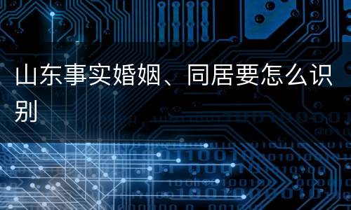 山东事实婚姻、同居要怎么识别