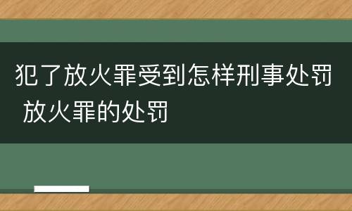 犯了放火罪受到怎样刑事处罚 放火罪的处罚