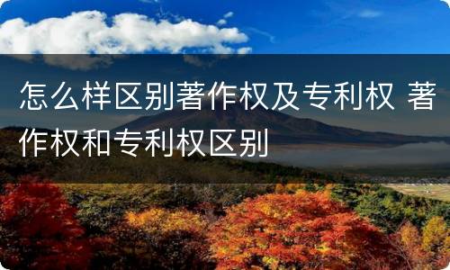 怎么样区别著作权及专利权 著作权和专利权区别