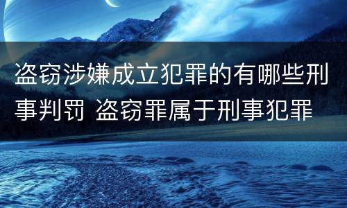 盗窃涉嫌成立犯罪的有哪些刑事判罚 盗窃罪属于刑事犯罪