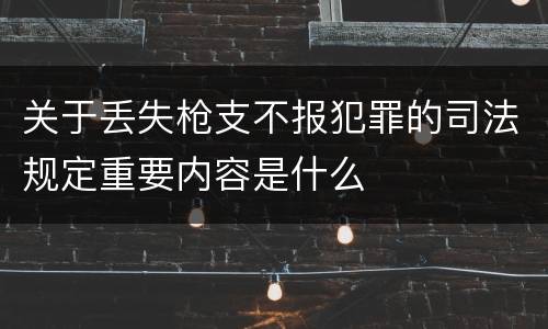 关于丢失枪支不报犯罪的司法规定重要内容是什么