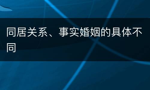 同居关系、事实婚姻的具体不同