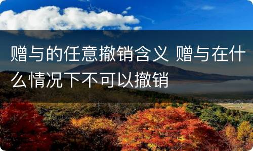 赠与的任意撤销含义 赠与在什么情况下不可以撤销