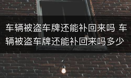 车辆被盗车牌还能补回来吗 车辆被盗车牌还能补回来吗多少钱