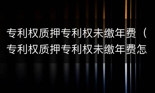 专利权质押专利权未缴年费（专利权质押专利权未缴年费怎么处理）