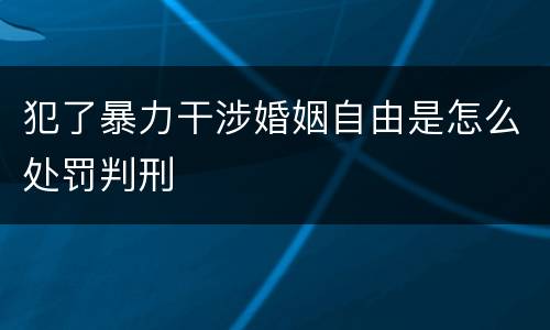 犯了暴力干涉婚姻自由是怎么处罚判刑