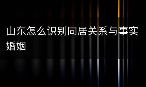 山东怎么识别同居关系与事实婚姻