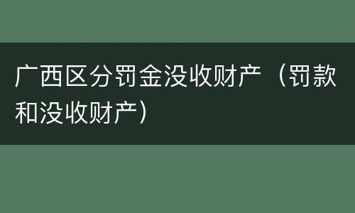 广西区分罚金没收财产（罚款和没收财产）