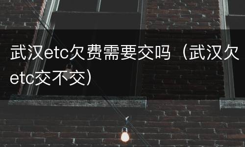 武汉etc欠费需要交吗（武汉欠etc交不交）