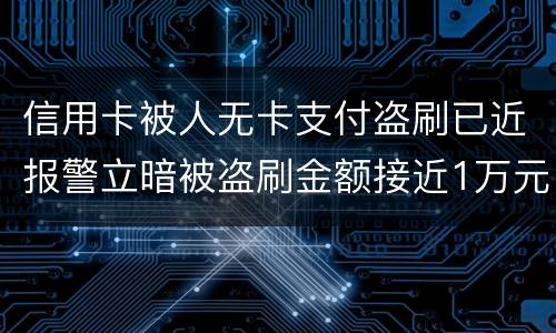 信用卡被人无卡支付盗刷已近报警立暗被盗刷金额接近1万元