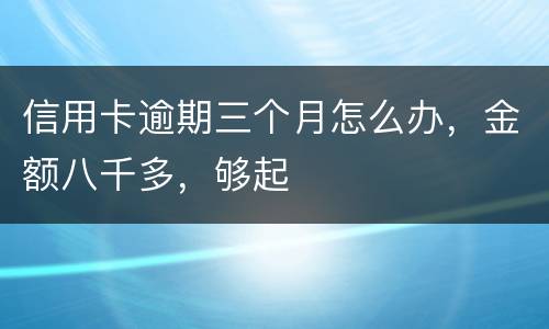 信用卡逾期三个月怎么办，金额八千多，够起