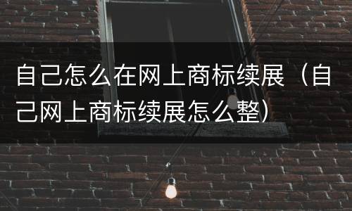 自己怎么在网上商标续展（自己网上商标续展怎么整）
