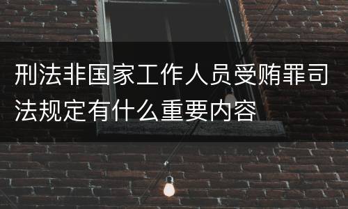 刑法非国家工作人员受贿罪司法规定有什么重要内容