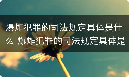 爆炸犯罪的司法规定具体是什么 爆炸犯罪的司法规定具体是什么行为