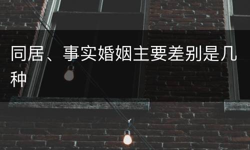 同居、事实婚姻主要差别是几种