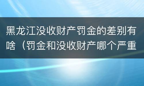 黑龙江没收财产罚金的差别有啥（罚金和没收财产哪个严重）