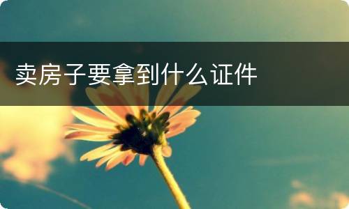 卖房子要拿到什么证件
